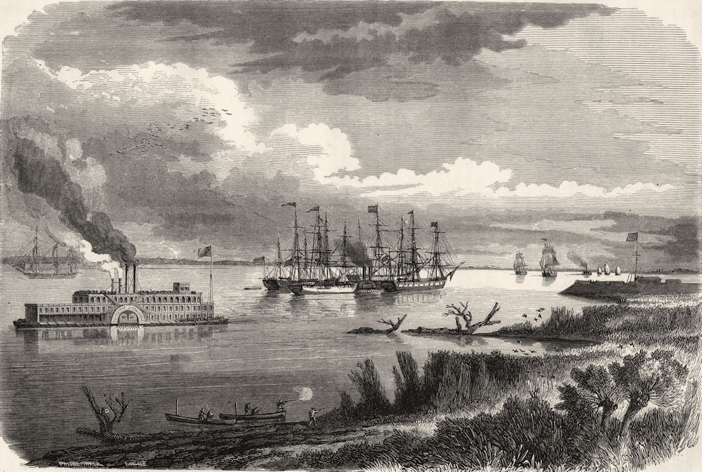 MISSISSIPPI. Steam-Packet & tug-boat 1870 old antique vintage print picture